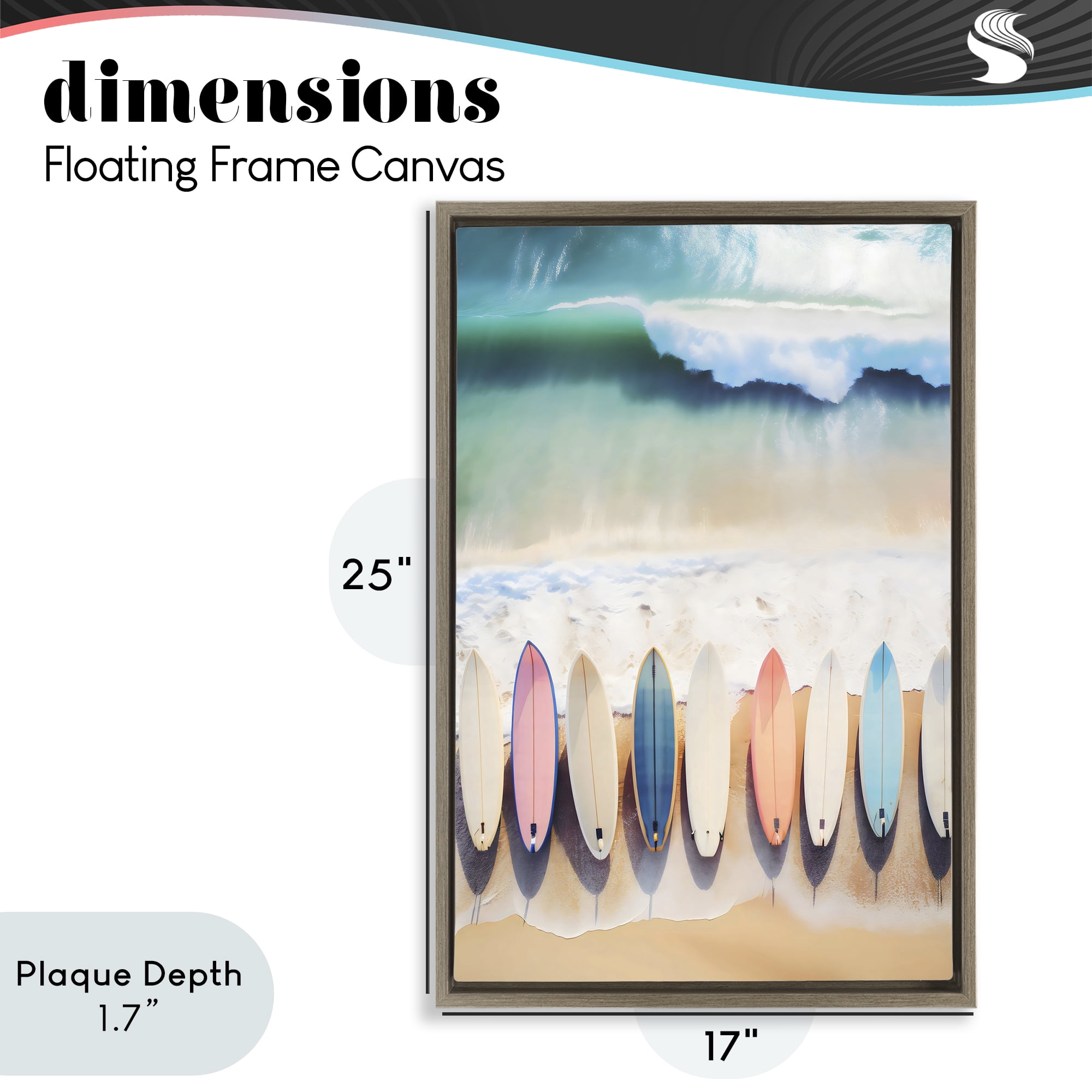 Stupell Industries Aerial View Surfboards Shoreline Brown Framed Floater Canvas Wall Art, design by Creative Studio