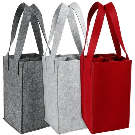 

Bestonzon 3 Pcs Bottle Wine Carrier Tote Bags Wine Bottle Gift Bags Felt Wine Carrier Reusable Grocery Bags for Travel Camping Picnic