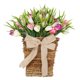 thumbnail image 5 of Flores artificiales de , adorno colgante de cesta floral , corona de cesta de suspensión de puerta, corona de primavera para decoración de perfecl Cesta de tulipanes, 5 of 8