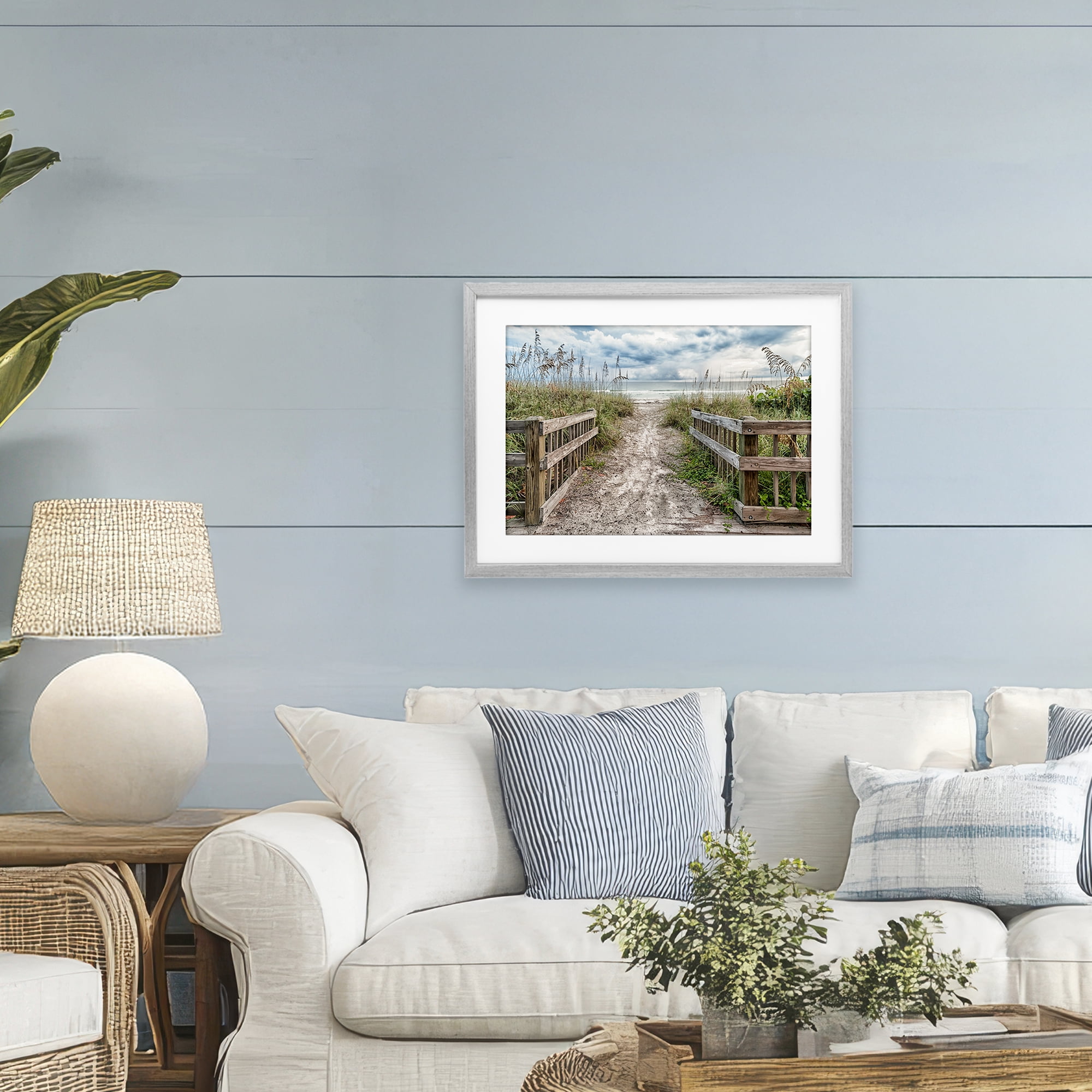Stupell Industries Beach Entrance Fence Gray Framed Print Under Glass, design by Mary Lou Johnson