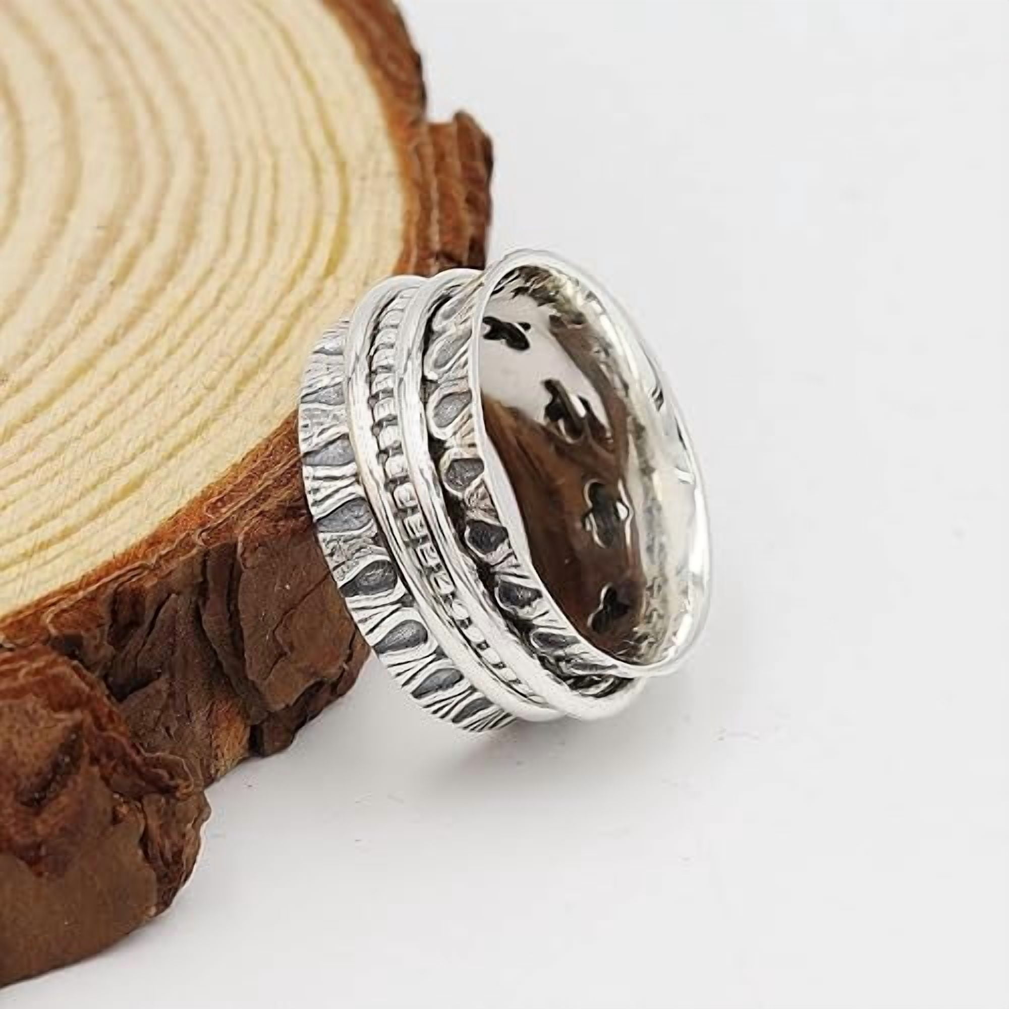 JAY JOOLS Women's Meditation Spinner Ring Sterling Silver Stress Relief & Mindfulness