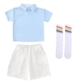 thumbnail image 5 of Odeerbi Toddler Boys 3 Piece Preppy Outfit Tennis Golf Shirt and Shorts with Stocking School Uniform Set, 5 of 9