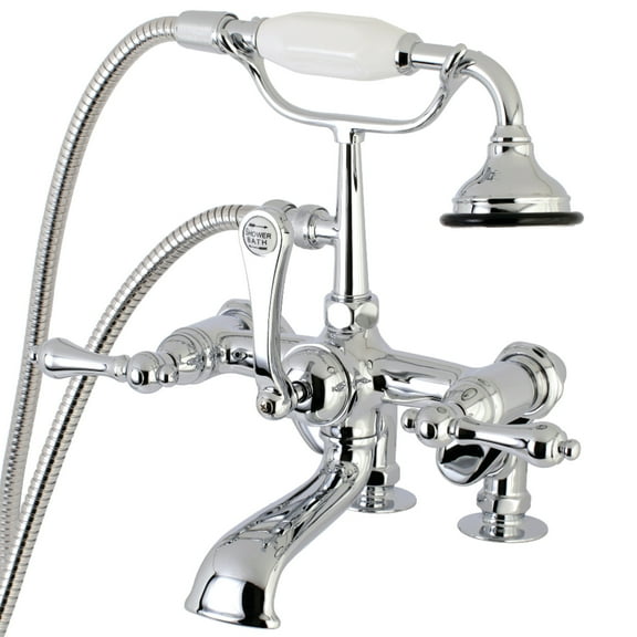 Kingston Brass AE652T1 Vintage 7" Adjustable Center Deck-Mount Clawfoot Tub Faucet with Hand Shower, Polished Chrome