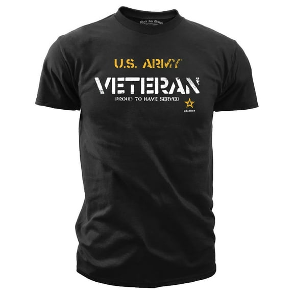 US Army Veteran Proud to Have Served Black Ink Mens T-Shirt Large