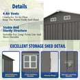 thumbnail image 4 of DuraYu 10×8 ft Outdoor Metal Storage Shed, Steel Tool Shed with Floor, Lockable Double Doors, Window and Air Vent for Backyard and Patio, Gray, 4 of 8