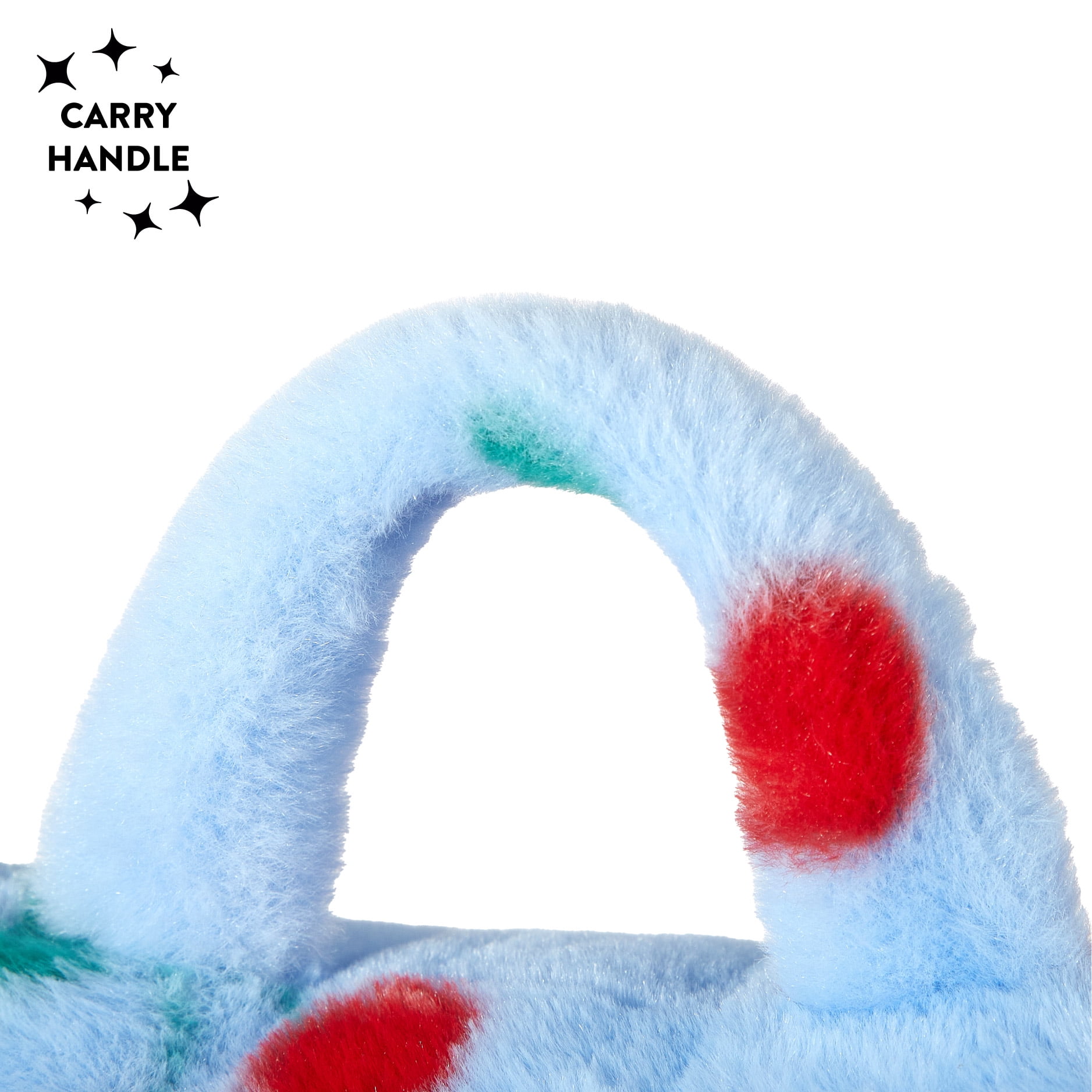 Mainstays Blue Faux Fur Backrest Pillow – Red Cherry Pattern, 32.5" L x 10" W x 18" H