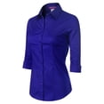 thumbnail image 3 of Made by Olivia 3/4 Sleeve Button Down Collared Slim Blouse (Women's Plus) 1 Pack, 3 of 6