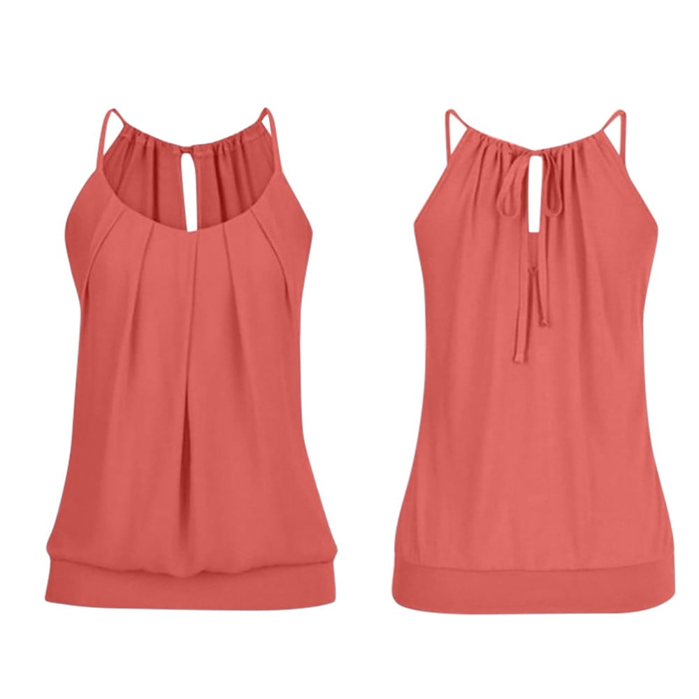 Womans Short/Long Sleeve Tops Plus Size Women Summer Loose Wrinkled O Neck Cami Tank Tops Vest Blouse Blouses for Women for Party Red L Womans Short/Long Sleeve Tops Plus Size Women Summer Loose Wrinkled O Neck Cami Tank Tops Vest Blouse Blouses for Women for Party Red L