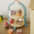 thumbnail image 2 of Juego de madera para fiestas de té, juguetes para pasteles, postres, comida, juguete con soporte para magdalenas, accesorios de cocina para juegos de imitación para niños, comida de madera p, 2 of 5