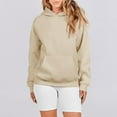 thumbnail image 5 of Women's Oversized Athletic Hoodie Long Sleeve Workout Pullover Comfortable Streetwear Style Khaki XXL, 5 of 8