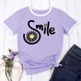 thumbnail image 2 of Women’s Graphic Print Tee Casual Short Sleeve T Shirt Funny Letter Printed T Shirts Summer Short Sleeve T-Shirt with Trendy Design for Daily Wear(Purple3,M), 2 of 5