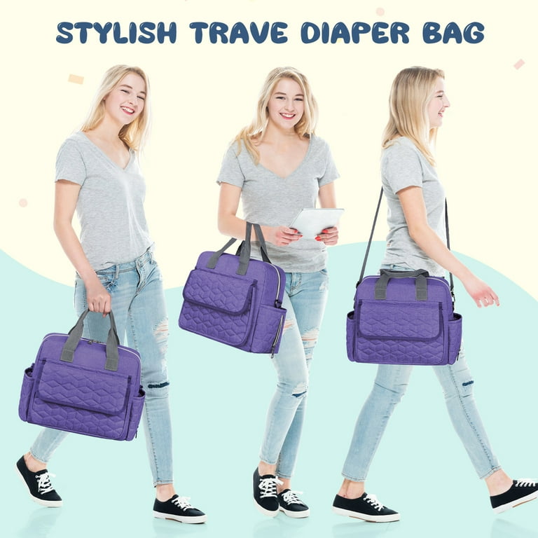 best large travel diaper bag tote GPED Diaper Bag Tote, Large Capacity Baby Diaper Bag with 3 Insulated  Pockets, Lightweight Travel Diaper Tote for Mom Dad, Double-Layer Work Bag  for