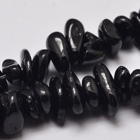 Natural Black Chip Bead Strands 4~12x4~7x2~5mm Hole: 1mm about 33.8 inch