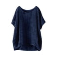 thumbnail image 5 of YOUYEDIAN Cotton Linen Tops for Girls Oversized Summer Boho Short Sleeve T Shirts Teen Kids Plain Loose Lightweight Beach Blouse (Navy, 11-12 Years), 5 of 5