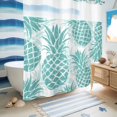 thumbnail image 6 of No Hook Shower Curtain, Turquoise Pineapple Shower Curtains for Bathroom with See Through Top Window, Summer Botanical Tropical Fruits Waterproof & Washable Bath Curtain Standard 72"x72", 6 of 9