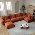 thumbnail image 5 of Advwin 5-Seater U-Shaped Modular Sectional Sofa with Ottoman, Modern Oversized Cloud Couch with Thick Cushions for Living Room, Bedroom, Apartment, Small Spaces, Orange, 5 of 10