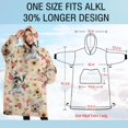 thumbnail image 4 of Oversized Wearable Blanket Hoodie,Yorkie Dog and Flower Florals Sherpa Blanket Hoodie with Super Pockets,Super Warm Fuzzy Pullover for Women & Men, 4 of 6