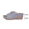 thumbnail image 4 of Summer Slides for Women Trendy Metal Chain Peep Toe Slip on Wedge Sandals Comfy Outdoor Orthopedic Shoes Casual Slippers Gray Size 8.5, 4 of 6