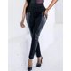 thumbnail image 5 of Leggings de piel sintética para mujer, cintura alta, parche elástico, cremallera, negro, XXL, 5 of 5
