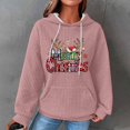 thumbnail image 2 of TFEOQRY Christmas Sweatshirts for Women Christmas Printed Drawstring Hoodie Top with Pockets Long Sleeved Hooded Sweatshirts Top Pink-10, 2 of 4