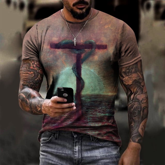 EGNMCR T-Shirt Quotidien Unisexe pour Homme Imprimé Graphique Imprimés Imprimé Manches Courtes Hauts Blouse Décontractée