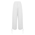 thumbnail image 5 of Arlun Summer Beach Linen Pants Women Lightweight Breathable Solid Color Leisure Trousers with Leg Split Tie Design Ladies Loose Comfort Front Pleated Holiday Bottoms White XL, 5 of 8