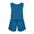 thumbnail image 3 of MKLEKYY Pijamas Mujer Algodon Corto Primavera Verano Mujer Casual Sin Mangas Color Sólido Cintura Alta Pantalones Cortos Sueltos conjunto de Dos Piezas, 3 of 4