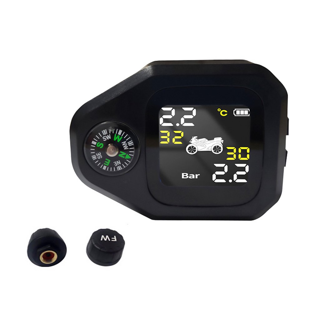 2in1 Motorcycle Tire Pressure Monitoring System LCD Intelligent Real