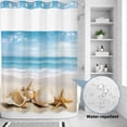 thumbnail image 2 of No Hook Shower Curtain, Beach Coastal Shower Curtains for Bathroom with See Through Top Window, Summer Nautical Seaside Starfish Shell Waterproof & Washable Bath Curtain 60"x72", 2 of 9