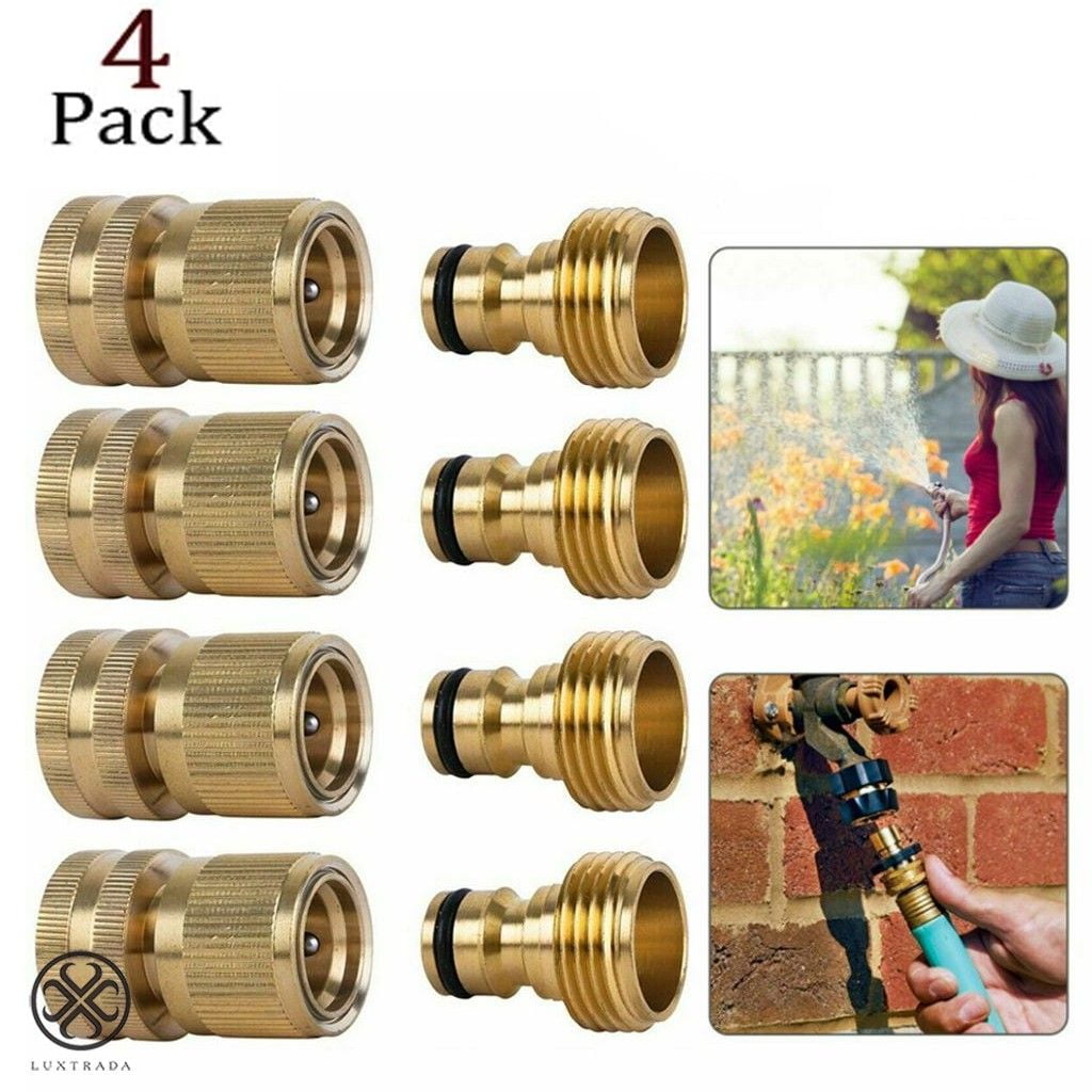 brass hose fitting set Garden water Quick connectors hosepipe threaded 3/4" tap 