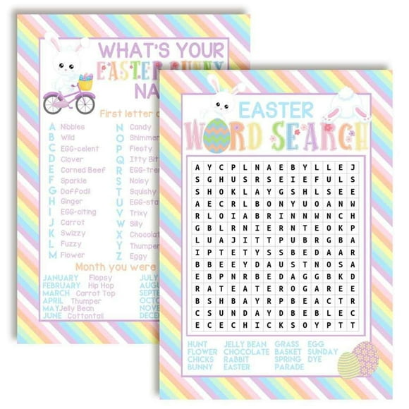 Bunny Name Holiday Word Search Fill-in Game Cards - Fun 5" x 7" Activity for Family Gatherings, Parties, and Celebrations - Perfect for Kids and Adults Alike