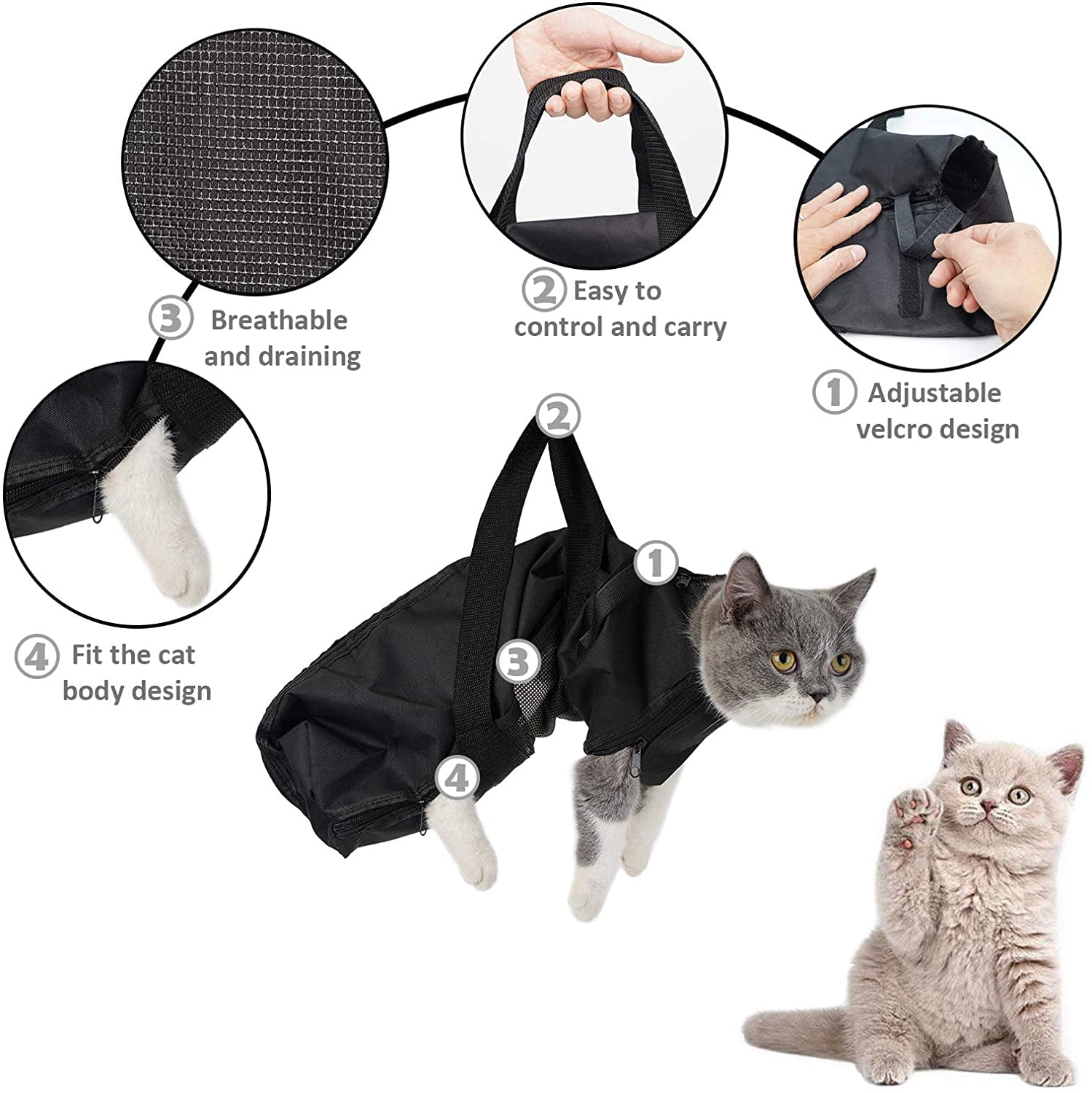Pet Cat Grooming Bag For Cats Restraint Bag For Naughty Kitten Nail Cliping Medical Examination Anti Biting Anti Scratching Visiting Vet Walmart Com