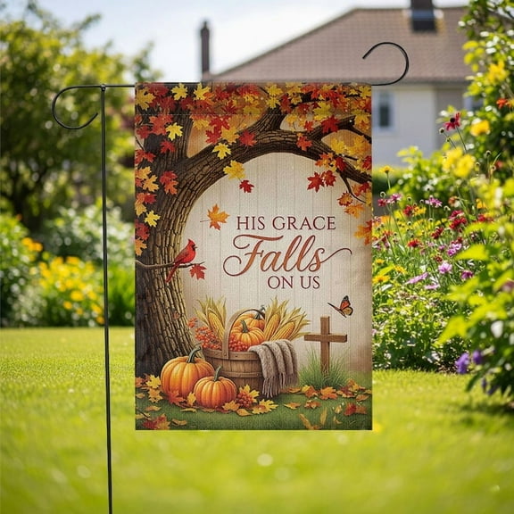 TiniDecor Faith Pumpkin Garden Flag – 12”x18” Fall Outdoor Decor, Rustic Christian Yard Flag