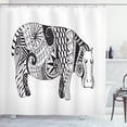 thumbnail image 1 of Hippo Shower Curtain, Stylized Hippo Figure Hand-Drawing Style Print Ornamented with Geometric Forms, Fabric Bathroom Set with Hooks, 69W X 84L Inches Extra Long, Black and White, by Ambesonne, 1 of 3