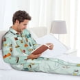 thumbnail image 6 of Honeii World Travel Map Pattern Mens Pajamas Set,2pcs Men's Lounge Long Sleeve Sleep Shirt and Pajama Bottoms Sleepwear Set,Mens Pjs Sets-Medium, 6 of 7