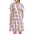 thumbnail image 1 of Easygdp Elephant para Vestido Transpirable de Mujer, Vestido Suelto de Manga Corta con Pliegues y Bolsillos para el Verano, 1 of 6