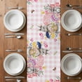 thumbnail image 4 of Table Runner 120 Inches Long for Kitchen Dining, Bunny Easter Dresser Scarf Farmhouse, Dining Table Decorations for Wedding/Parties, Pink Eggs Plaid Spring Floral Farmhouse 13 x 120 In, 4 of 8