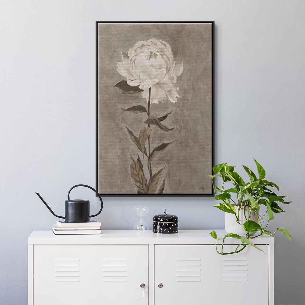 Pretty as a Peony I Framed Premium Gallery Wrapped Canvas - Ready to Hang - 27 x 41 - Black Floating Frame