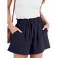 thumbnail image 2 of Women Summer Casual Wide Leg Loose High Waist Drawstring Dressy Shorts 2026 Beach Vacation Clothes Navy Blue XXL, 2 of 10
