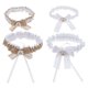 thumbnail image 1 of Cinturón de Liga de Pierna de Flor de Encaje para Mujer Macarena 4 Piezas Blanco y Marrón, 1 of 8