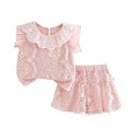 thumbnail image 4 of Amidoa Girls 2 Piece Outfits Summer Clothes Cute Short Sleeve and Casual Shorts Kids Clothing Sets Pink Size 1T, 4 of 9