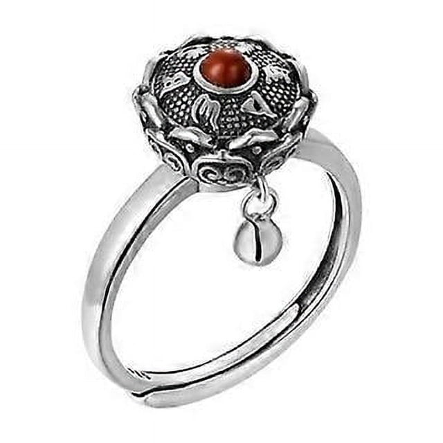 Anillo budista de plata para mujer, rueda de oración tibetana, mantra de los 7 chakras, anillo de buena suerte para mujer.