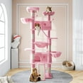 thumbnail image 2 of Amolife 81" Large Cat Tree Tower for Large Cats with Cat Condo Hammock, 2 Scratching Ramps, 6 Scratching Posts, Pink, 2 of 8