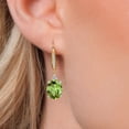 thumbnail image 3 of Gem Stone King 925 Silver and 10K Yellow Gold Green Peridot and Lab Grown Diamond Dangle Earrings for Women | 5.86 Cttw | Gemstone August Birthstone | Oval 10X8MM, 3 of 6