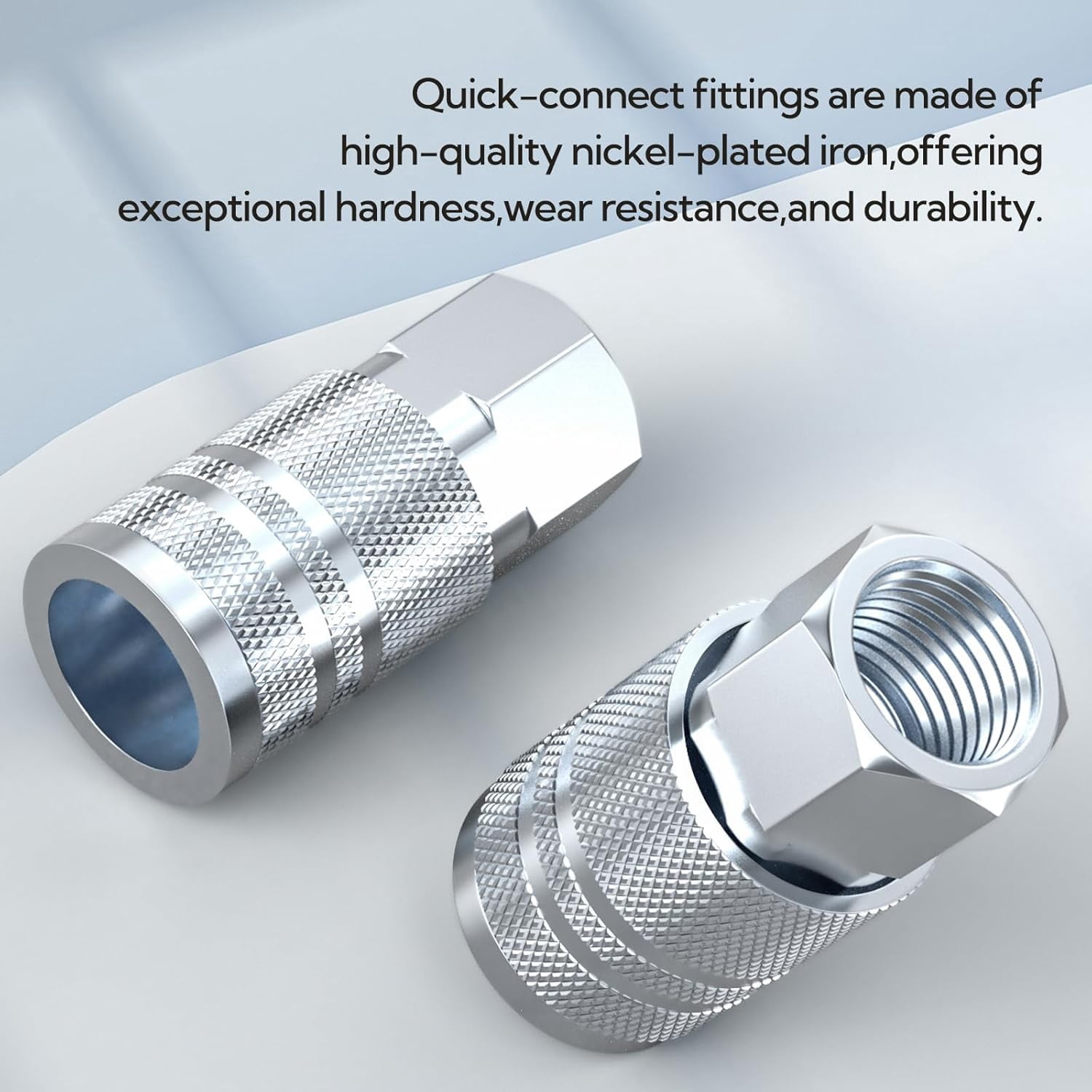 MKEUDQ-2PCS 3/8" Female NPT x 3/8" Flow Air Fittings, 3/8" Female Air Quick Connect Fittings, Industrial Air Hose Coupler for Air Compressor