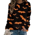 thumbnail image 1 of Chandails en Molleton d'Halloween pour Femmes Citrouille Col Rond Décontracté Manches Longues Ample Chandail de Vacances, 1 of 3