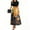 Yellow, variant on WTOBBY Women's Fashion Casual Belted Short Sleeve Round Neck Halloween Print Elegant Dress with Waist Tie and Vintage Pattern,Black L