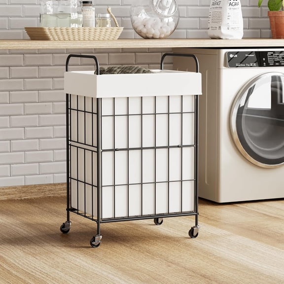 90L Rolling Laundry Sorter with Handle - Wheeled Basket with Removable Liner Bag for Laundry Room Organization