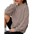 thumbnail image 2 of Womens Oversized Sweatshirts Highneck Pullover Long Sleeve Hoodies Tops Fall Fashion Outfits Clothes Coffee Color L, 2 of 8