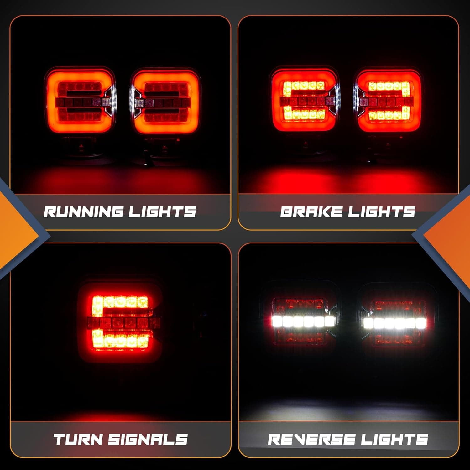 Wireless Trailer Lights Magnetic - Adjustable Magnetic Tow Light with 2 Mounting Options Rechargeable Towing Tail Light Kit Reverse Light for Trucks, Boat, RV, Vehicle, Caravan